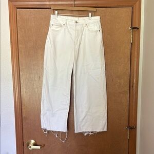 H&M White High Rise Wide Leg Denim Pants